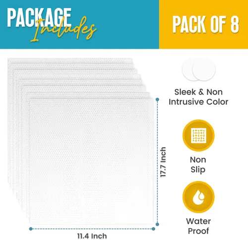 Miniatura 5 de Paquete de 1 rollo y 8 revestimientos transparentes para refrigerador, revestimientos para refrigerador para estantes de vidrio y protegen contra