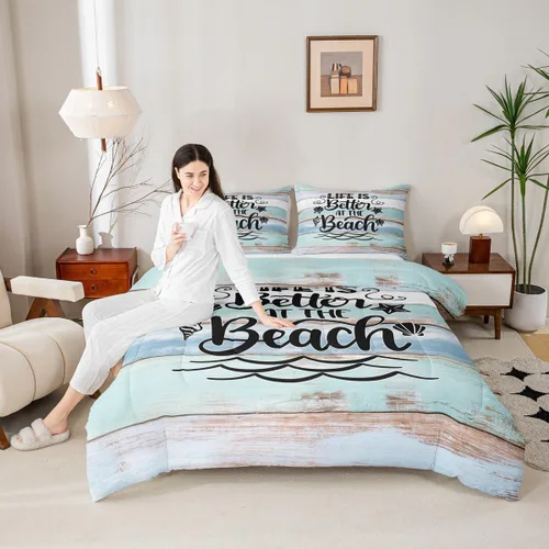 Miniatura 67 de Manfei Go Fishing Juego de edredón tamaño King para niños, juego de ropa de cama con diseño geométrico de peces de bass y rombos, decoración