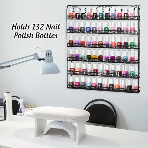 Miniatura 5 de AMT - Estantes metálicos para esmalte de uñas para pared, exhibición de esmalte de uñas transparente, organizador de aceites esenciales Young