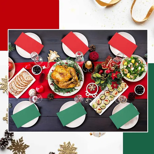 Miniatura 6 de Teling 100 servilletas de papel de Navidad desechables para cena de Navidad, servilletas de cóctel, toallas de mano rojas y verdes para el hogar