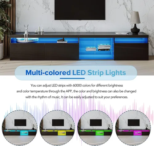 Miniatura 4 de Bellemave Soporte de TV LED para televisores de hasta 105 pulgadas, amplio espacio de almacenamiento con 2 estantes de vidrio, armario de TV