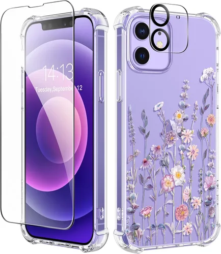 Miniatura 122 de GVIEWIN - Funda floral para iPhone 14 de 6.1 pulgadas, protector de pantalla + protector de lente de cámara, no se amarillenta, a prueba de golpes