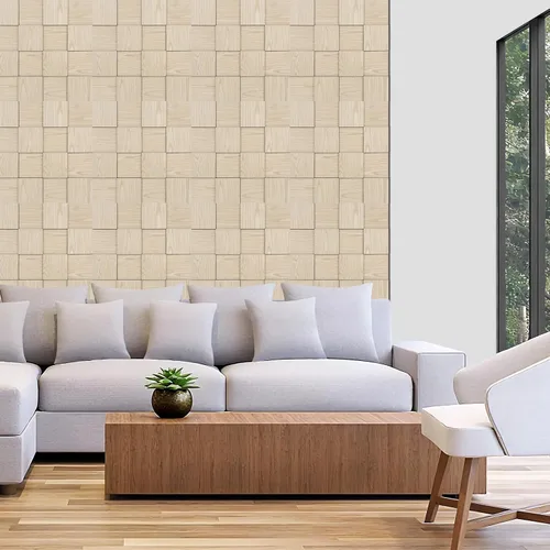 Miniatura 7 de Paneles de pared acústicos de tablero de ajedrez, paquete de 6 paneles de pared 3D de ceniza natural que absorben el sonido, 15.7 x 15.7 pulgadas