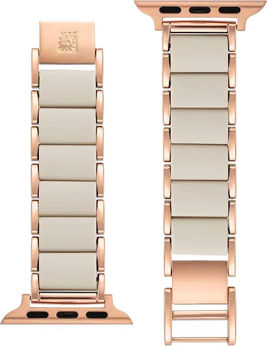 Miniatura 3 de Anne Klein Silicone Adjustable Bracelet for Apple Watch Crema/Oro Rosa