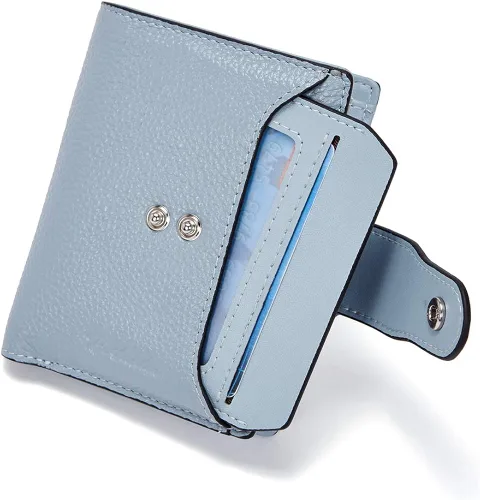 Miniatura 6 de BOSTANTEN - Billetera de cuero para mujer con bloqueo RFID pequeña con cremallera de bolsillo para tarjetas con ventana para documento