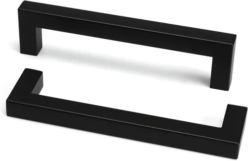 Miniatura 40 de Goldenwarm 1 paquete de manija cuadrada negra para cajones de gabinete de barra, de acero inoxidable, herrajes modernos para gabinetes de cocina