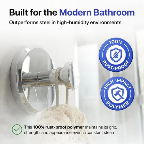 Miniatura 3 de HOME SO Ganchos de ventosa para ducha y baño, toallero de baño, paquete de 2 – Ganchos de ventosa para colgar toallas, batas y abrigos – azulejos