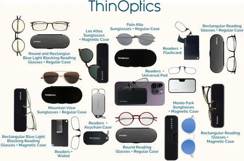 Miniatura 7 de ThinOptics Universal Pod - Lentes de lectura rectangulares con funda para teléfono