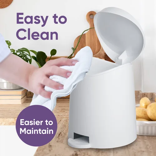 Miniatura 8 de Superio Mini cubo de basura para baño con tapa de 3 litros, cubo de basura de plástico de 0.75 galones, moderno bote de basura con pedal de pie