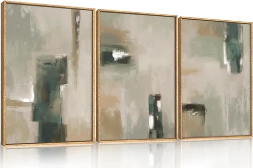Miniatura 25 de Arte de Pared de Lienzo Enmarcado con Grandes Pinceladas Abstractas, Decoración de Pared Azul Marino Neutro, Pintura de Pared Moderna en Tonos