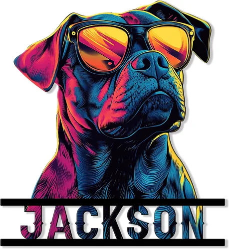 Letrero de metal personalizado con diseño de perro Pitbull, bandera de Estados Unidos, letrero colgante para porche al aire libre, bienvenida,