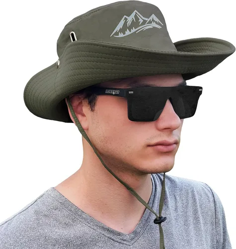 Sombrero de sol de montaña para aventura al aire libre, ventilado, sombrero Boonie de ala ancha con ajuste ajustable, gorra de safari, senderismo,