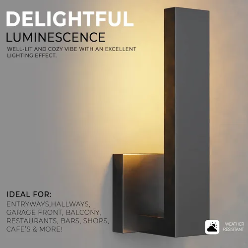Miniatura 3 de LEEKI - Moderna lámpara exterior - Luminaria exterior en forma de L - 14W 3000K - Antióxido (blanco, 14.5 pulgadas) - Apliques de iluminación
