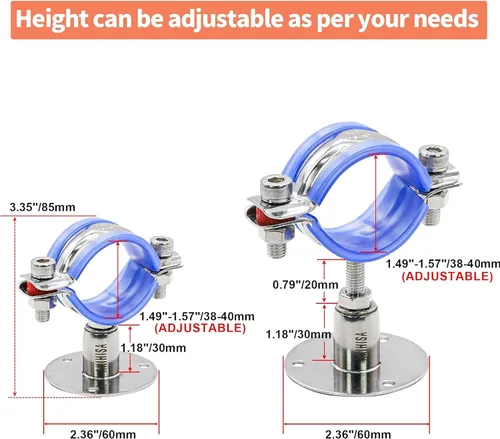 Miniatura 2 de AKIHISA 2 piezas de soportes de tubo de acero inoxidable 304, colgador de tubo para montaje en pared y techo, soporte de tubo para tubo exterior