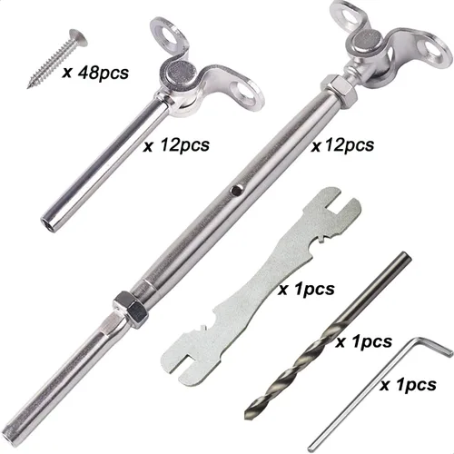 Miniatura 3 de Accesorios de barandilla de cable, kit de barandilla de cable de 12 pares, para sistema de barandilla de cable de 1/8 pulgadas, ángulo ajustable