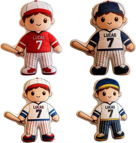 Miniatura 19 de Almohada de béisbol personalizada con monograma con nombre personalizado de letras de béisbol para abrazar, almohadas decorativas de Navidad, cojín