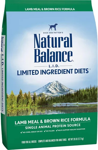 Miniatura 19 de Natural Balance Alimento seco para perros adultos de ingredientes limitados con granos saludables, receta de cordero y arroz integral, 12 libras