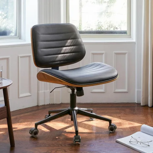 Sytopia Silla de escritorio pequeña para oficina en casa, silla de oficina giratoria de altura ajustable, sin brazos, silla moderna de mediados de