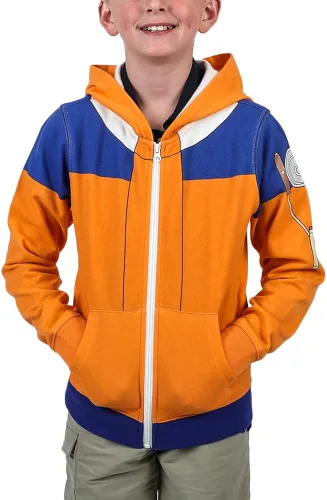 Miniatura 2 de Bioworld Naruto Uzumaki Naruto Cosplay - Sudadera con capucha con cremallera para niños Multicolor