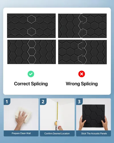 Miniatura 8 de Kuchoow Paneles de pared insonorizados, paneles autoadhesivos a prueba de sonido para paredes, paquete de 12 paneles de absorción de sonido de alta
