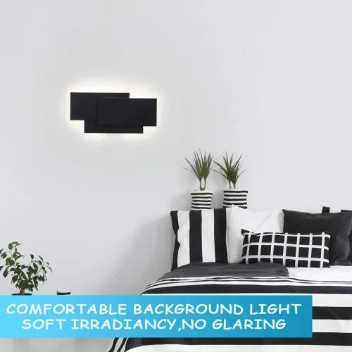 Miniatura 3 de Ralbay Aplique de pared LED moderno de 15.75"/36W para interiores, luz de montaje en pared negro mate para sala de estar, dormitorio, escalera
