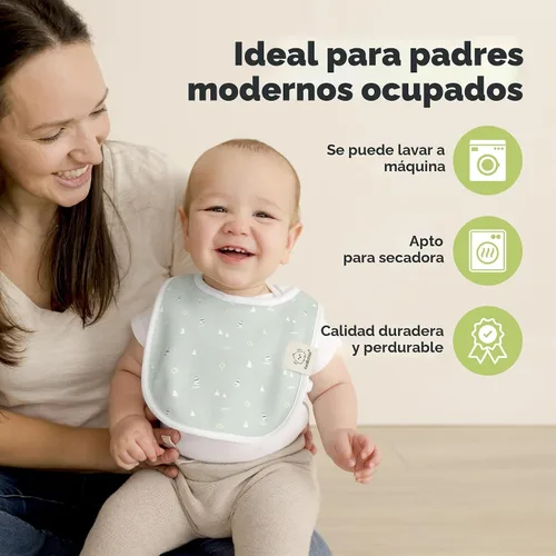 Miniatura 8 de Paquete de 8 baberos orgánicos para bebés niños, niñas - baberos de algodón suave para babear y dentición para bebé niña y niño, extra absorbentes