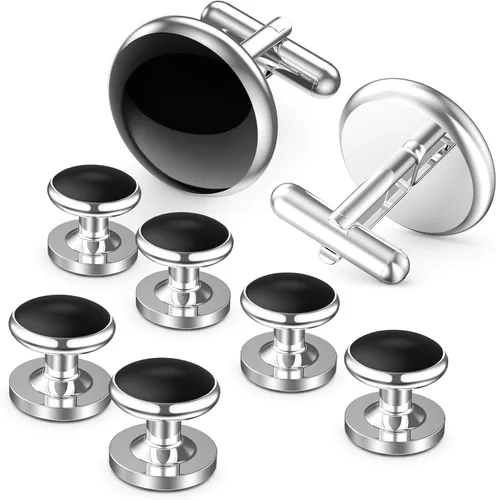 Miniatura 15 de Lictin Men's Cufflinks Cuff Links for Men, Stainless Steel Tuxedo Shirt Cuff Links Set