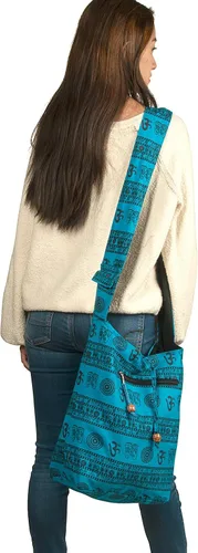 Miniatura 2 de Azul Patchwork hecho a mano Crossbody grande Hobo bolso de hombro Hippie Boho moda todos los días único