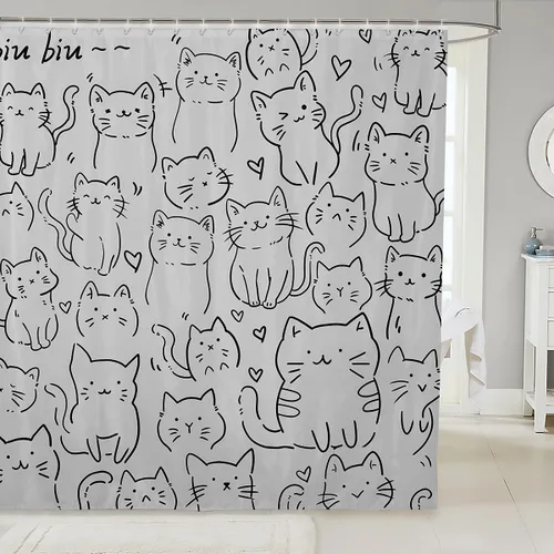 Miniatura 8 de Cortina de ducha verde naranja quemado, cortina de ducha de tela floral bohemia bohemia bohemia para niños y mujeres, cortinas de baño impermeables