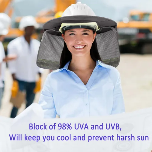 Miniatura 4 de Paquete de 2 protectores solares para casco duro, protector solar de malla de ala completa para cascos duros, alta visibilidad, reflectante