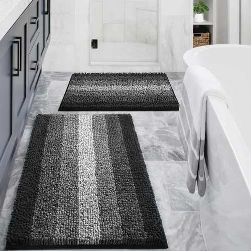 Miniatura 29 de Gibelle Alfombras Azules para Baño, Alfombra de Baño de Chenilla de Lujo, Alfombra Pequeña Antideslizante para Ducha y Alfombras para el Suelo
