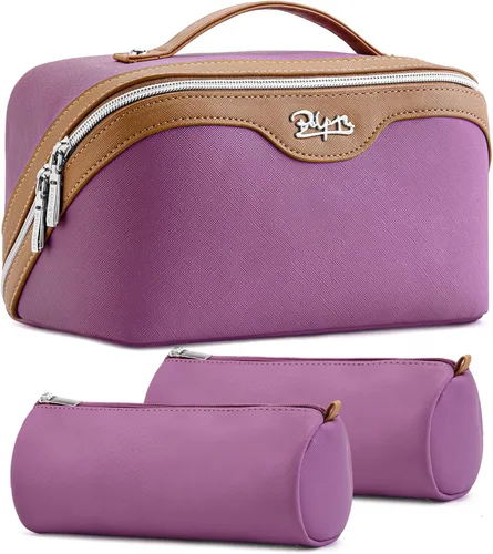 Miniatura 42 de BOYATU Bolsa organizadora de maquillaje de viaje, bolsa de cosméticos: Juego de 3 bolsas de maquillaje para mujeres con asa - Bolsas de aseo