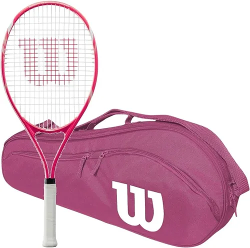 Wilson Serena Pro Lite - Raqueta de tenis con una bolsa de tenis Advantage II y 1 lata de pelotas de tenis rosadas Bolsa Ventaja Rosa