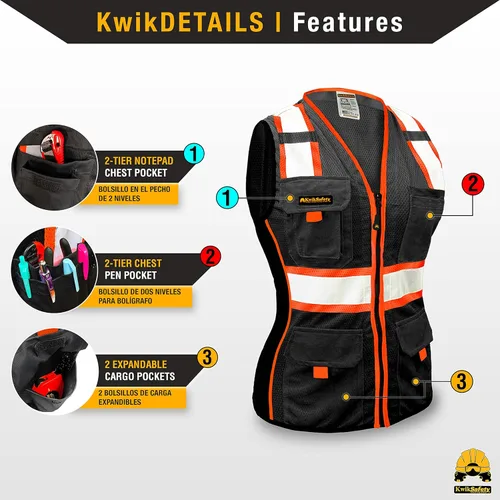 Miniatura 3 de KwikSafety - Multi-Color Safety Vest for Women Premium Reflective High Visibility Vest, ANSI Class Unrated