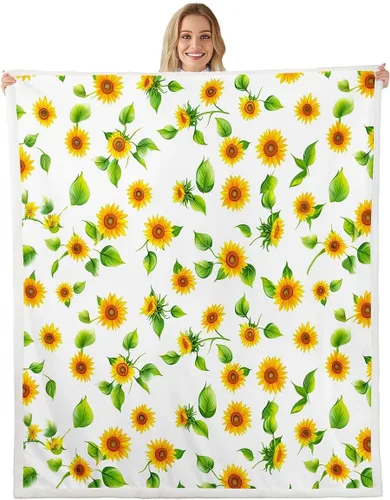 Miniatura 20 de Manfei Blue Flower Throw Blanket Watercolor Floral Print Fleece Blanket Botanical Wildflower Cozy Throws for Bed Couch Sofa,Kids Boys Girls Room