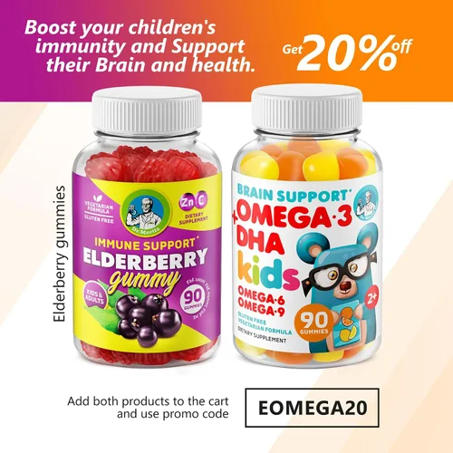 Miniatura 7 de DR. MORITZ Gomitas veganas Omega 3 para niños y niños pequeños (90 unidades), gomitas Omega 3 para niños para la salud del cerebro y el corazón, sin