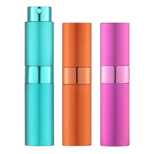 Miniatura 9 de LISAPACK Botella atomizadora de perfume de 0.3 fl oz para viajes (3 piezas) dispensador de colonia vacío, rociador portátil (rojo, rosa, morado)