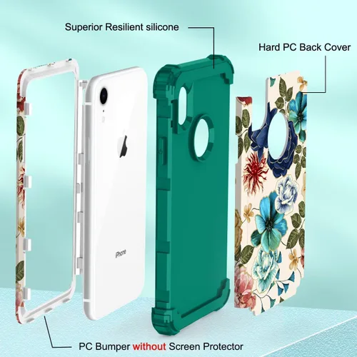 Miniatura 4 de Hocase Funda para iPhone SE 2022/2020, resistente a prueba de golpes, de plástico duro+goma de silicona, funda protectora híbrida para iPhone SE