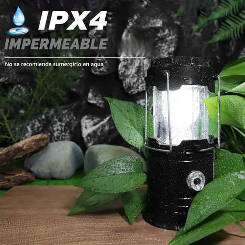 Miniatura 5 de DIBMS Paquete de 4 linternas solares para acampar, linterna LED plegable recargable por USB, linterna de emergencia colgante para acampar