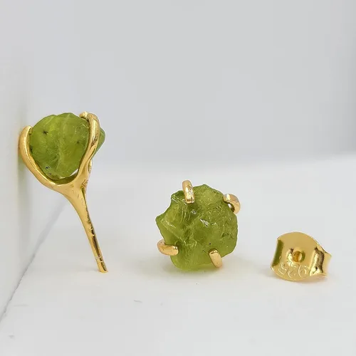 Miniatura 79 de Aretes de piedra preciosa natural en bruto con oro amarillo sobre plata de ley 925, 6 a 0.276 in, regalo de piedra de nacimiento de calidad genuina