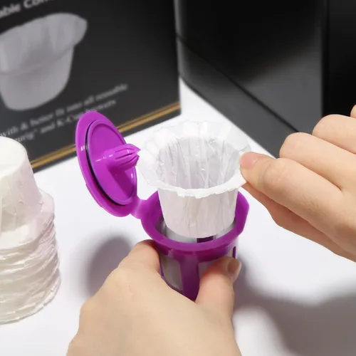 Miniatura 2 de Pro Mael Filtros desechables de taza K, papel de filtro de café para cafeteras Keurig de una sola porción 1.0 y 2.0, uso con cápsulas K Cup Blanco