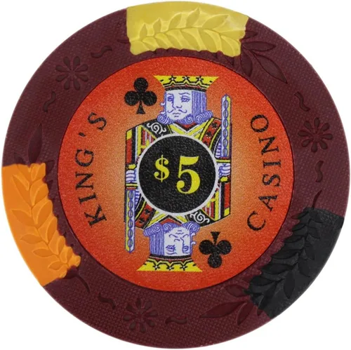 Brybelly King's Casino Premium - Fichas de póquer de 0.49 oz, compuesto de arcilla pesada – Paquete de 50 Rojo ($5 Red)