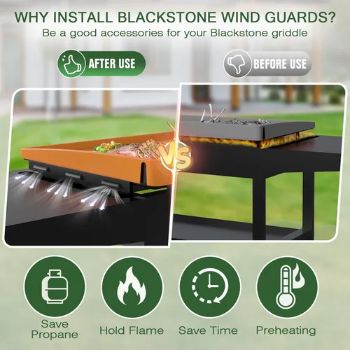 Miniatura 4 de Protección de viento para parrilla Blackstone de 28 pulgadas, pantalla de viento magnética de acero inoxidable para parrilla Blackstone, accesorios