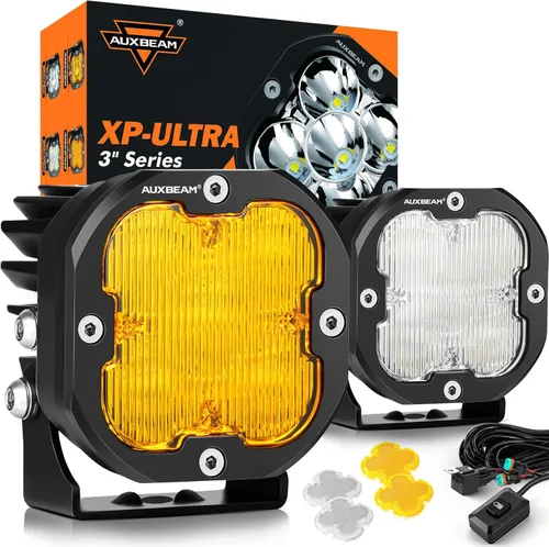 Miniatura 21 de Auxbeam Color Play Series - Luces LED Pod DRL Ámbar de 3" 100W Combo Spot Flood de Doble Color Señal de Giro Lámpara de Conducción Antiniebla Cubo