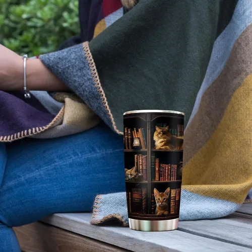 Miniatura 5 de 2IMT Taza de Libro para Gatos y Amantes de la Lectura Taza de Viaje para la Biblioteca Regalos para Amantes de los Libros y de los Gatos