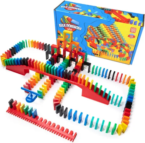 Bulk Dominoes Pro-Domino Kit | Juego de dominó, juguetes pequeños STEM STEAM, juegos familiares para niños, juguetes, construcción, derribo, juegos