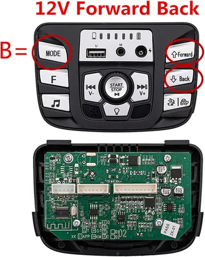 Miniatura 2 de 12V Coche eléctrico para niños Multifuncional PCB Blanco y Negro Panel Central, Placa de Circuito Impreso Control Entretenimiento Sistema Operativo