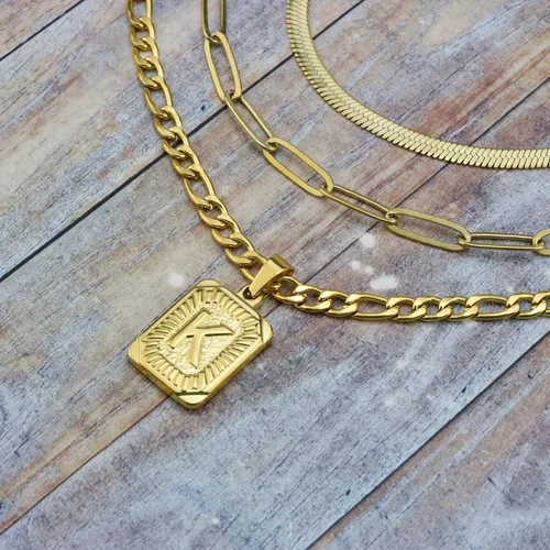 Miniatura 6 de Collares de oro con inicial de regalo para mujer, chapado en oro de 18 quilates, delicado collar de cadena de eslabones con clip, collares de oro