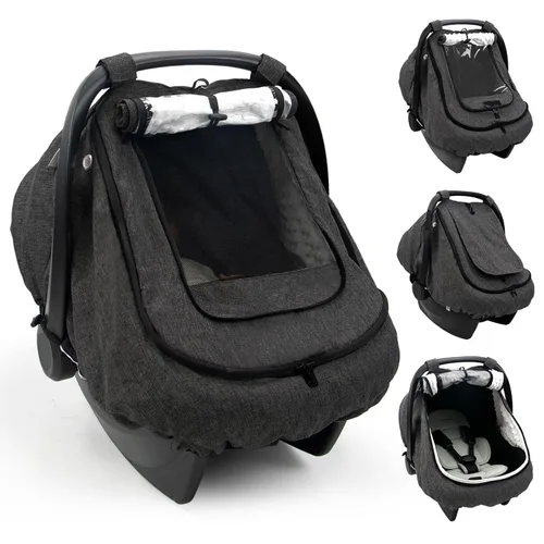 Miniatura 9 de TinlyFinly Funda impermeable para asiento de automóvil para bebé, cubierta de lluvia de asiento de automóvil de 2 capas con ventana transparente
