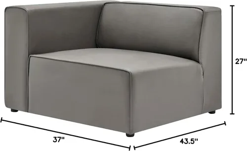 Miniatura 2 de Modway Mingle Sofá seccional de cuero vegano Silla con brazo izquierdo en gris
